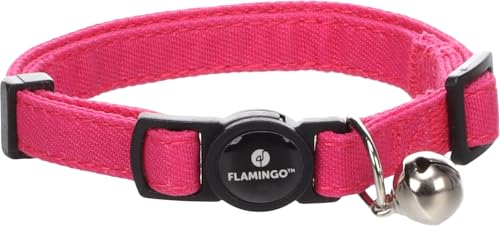 Flamingo Collier pour Chat Lomi Fuchsia - Taille 20-35cm x 10mm x 2mm - Réglable, Élégant et Confortable - Idéal pour Abyssin, Scottish Fold, Bengal & Siamois