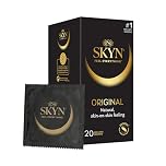 SKYN Original Condoms, Pack of 20, SKYNFEEL Latex-Free Condoms for Men, Regular Size, Strong & Thin, Smooth Straight Shape, Lubricated, 53mm Wide