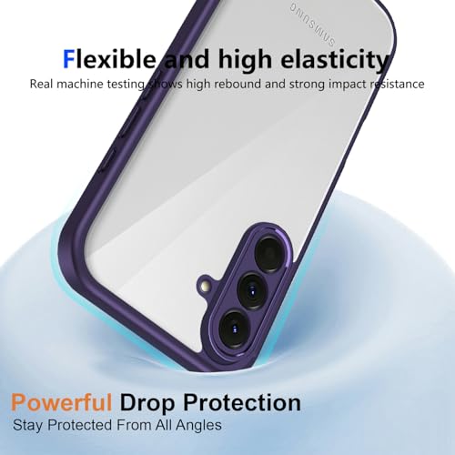 Image of Kapa Hawkeye Clear Slim Tough Back Cover for Samsung Galaxy A57 5G | Camera Lens Protector Anti Yellow Shockproof Clear Hybrid Case Cover (Purple Sides)
