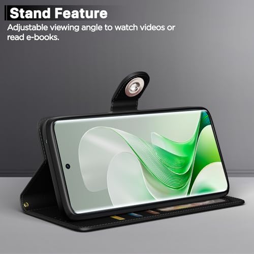 Image of Pikkme Flip Cover Leather Finish | Inside TPU with Card Pockets | Wallet Stand and Shock Proof | Complete Protection Button Flip Case for Vivo V40e 5G / iQOO Z9s 5G(Black)