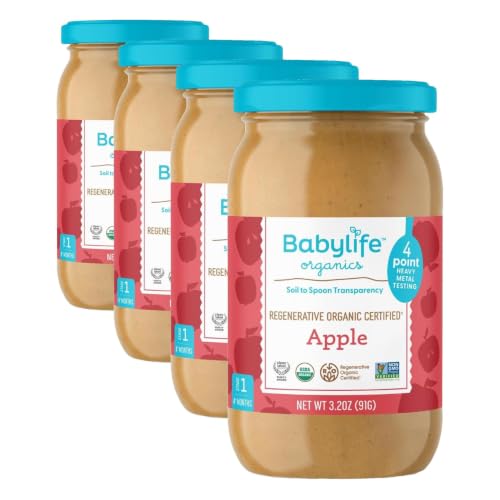 Babylife Organics Stage 1 - Apple, 3.2 Ounce Jar (4 Pack) - Heavy Metal Safe, Organic Baby Food image 2