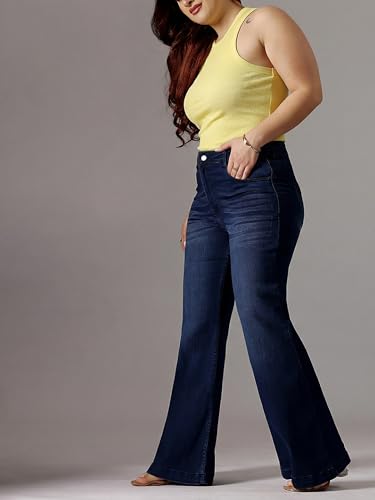 Image of Miss Chase A+ Women's Bootcut High Rise Regular Length Stretchable Denim Jeans
