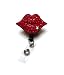 Sparkles! Sparkly Red Lip Rhinestone Retractable Badge Reel/ ID Badge Holder / Brooch / Pendant / Id Badge Holder
