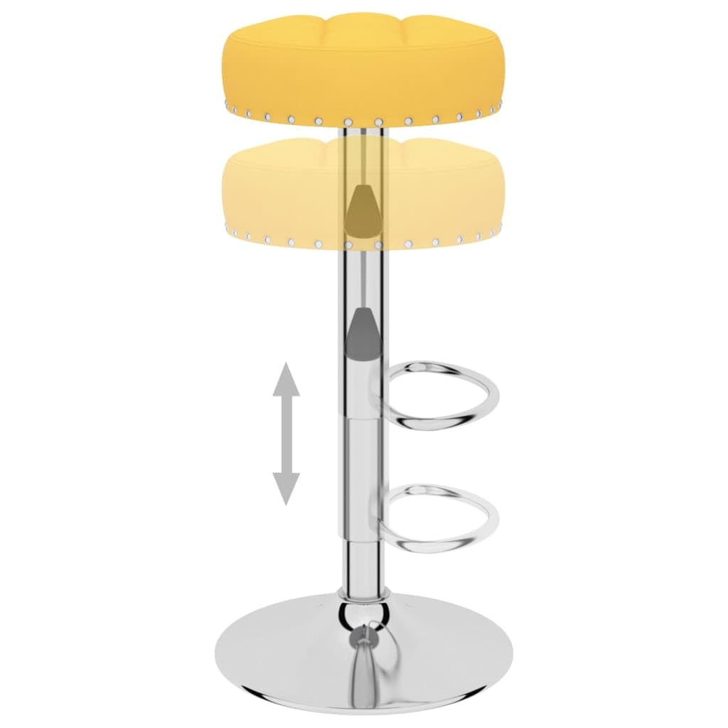 Lot de 2 tabourets de bar en tissu jaune moutarde avec repose-pieds et dossier, réglables en hauteur, pivotants, idéaux pour cuisine, salle à manger, comptoir, table de bar, assise rembourrée