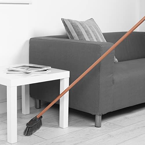 Beldray® LA085559EU7 Get The Look Rubber Edge Soft Bristle Broom, 120cm Length, Grey/Rose Gold, Super Soft Bristles, Rubber Bumper To Prevent Furniture Scratches, Suitable For All Hard Floors