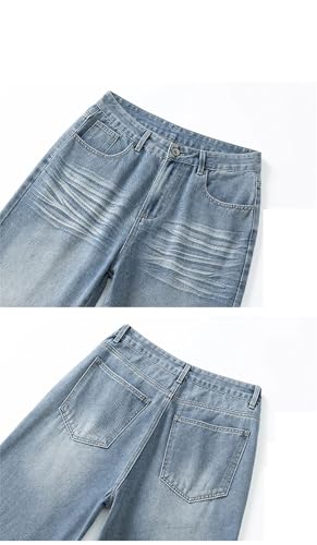 Men's High Street Fashion Washed Light Jeans Loose Fit Slim Straight Jeans2