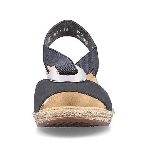 Image of Rieker 624H6 Fanni Women's Wedge Sandals - Lightweight, Comfortable and Supportive - Slip On Sandals with Cushioned Insole and High Wedge for Everyday Stylish Wear