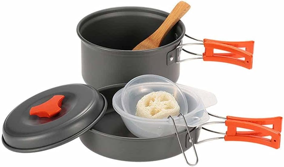 Aluminium Camping Cookware Set Outdoor Camping Tableware Cooking Set Travel Cutlery Utensils Hiking Picnic Set for 1-2 People (Color : A) (B)