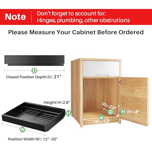 PXRACK Pull out Cabinet Organizer, Expandable(12"-20") Heavy Duty Peel and Stick Roll out Drawer for Pots and Pans, Adjustable Adhesive No Drill Screw Slide out Shelf Storage for Home Kitchen Pantry by PXRACK - Image 2