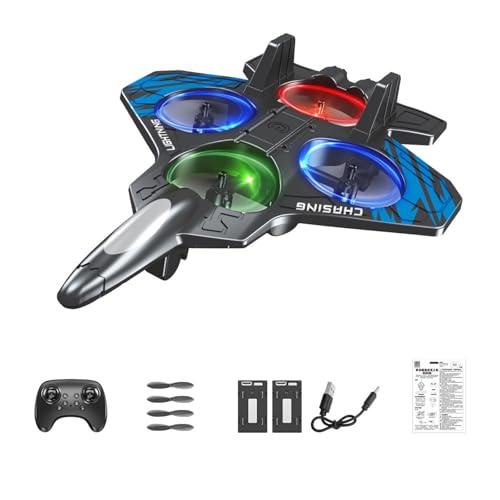 Colcolo Foam Remote Control Airplane Fighter Jet Toys Gifts for Boys Lightweight 360° Flip Waterproof RC Plane for Kids Adults 8-16, blue two battery