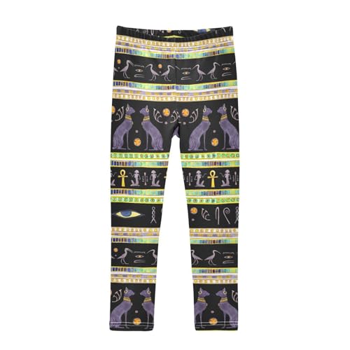 Girls' Leggings Girls Stretch Leggings Egyptian Cats Black Children's Yoga Pants Clothes Kids Dance Tights Place