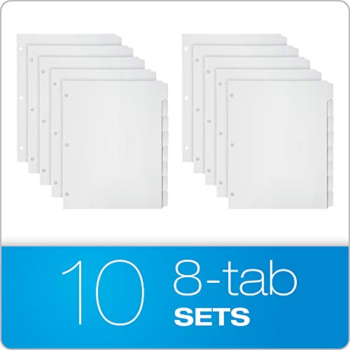 Oxford Binder Dividers, Blank Write-On, White, 1/8-Cut Tabs, Letter Size, 3-Hole Punched, 8 Tabs Per Set, 80 Dividers (10 Sets), for School, Office, and Home Organization by Oxford - Image 3