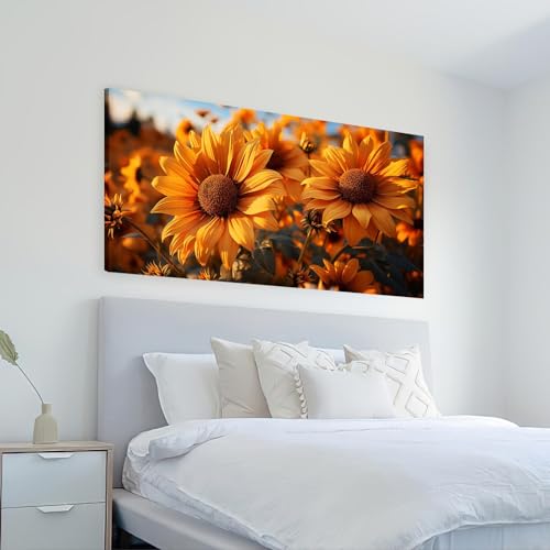 Tableau tournesol avec cadre interne pour chambre à coucher moderne - 5