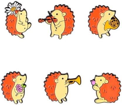 Hedgehog Musician Audience Enamel Pins Music Band Brooch Lapel Badge Bag Cartoon Animal Jewelry Gift for Kids Friends