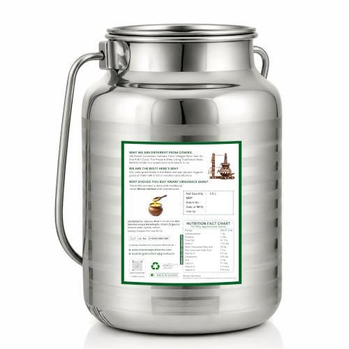 Image of Anant Organics A2 Desi Cow Ghee | Vedic Bilona Method 100% Pure & Natural Ghee Glass Bottle 3.5L
