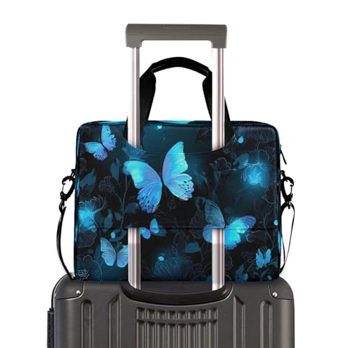 Maletín para laptop con diseño mariposas azul miniatura 3