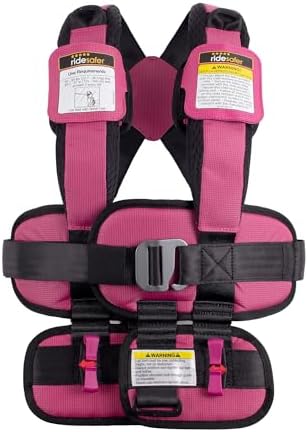 RideSafer Travel Vest Gen 6 - Large (50-80 lbs) - Pink - Lightweight Portable Child Safety Car Seat for Travel, Rental Cars, Rideshares