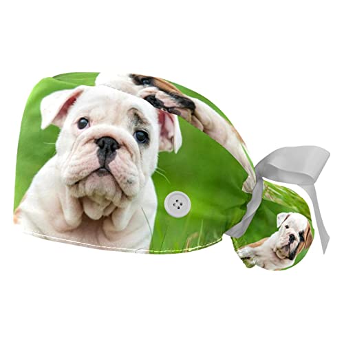 Chapeaux de Travail Bulldogs JDEZ Lot de 2 Casquettes Bouffantes et Respirantes pour Hommes