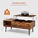 Sweetcrispy Lift Top Coffee Tables for Living Room, Small Rising Wooden Center Tables with Storage Shelf and Hidden Compartment, Brown