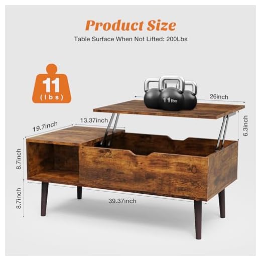 Lift-Top Coffee Table with Hidden Storage