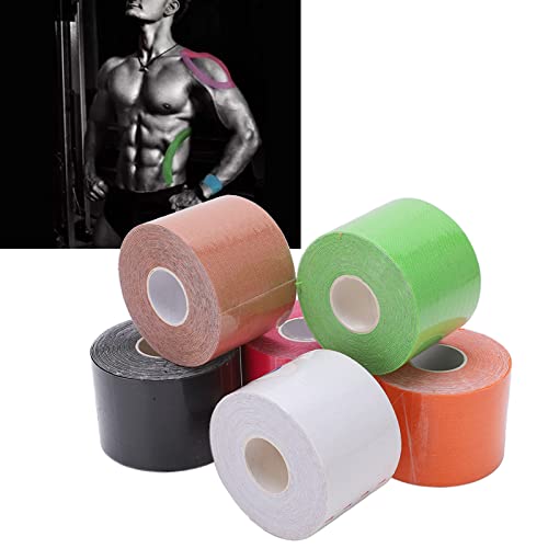 Conjunto de fitas esportivas, 6 peças fitas de cinesiologia de bom suporte de 5 m de comprimento par