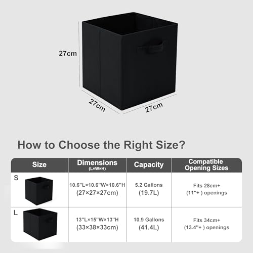 Amazing Tour 4 PCS Cube Storage Boxes 33x38x33 Foldable Fabric with Handles Collapsible for Home Office Nursery Organiser - Clothes Basket Containers, Black - Image 3