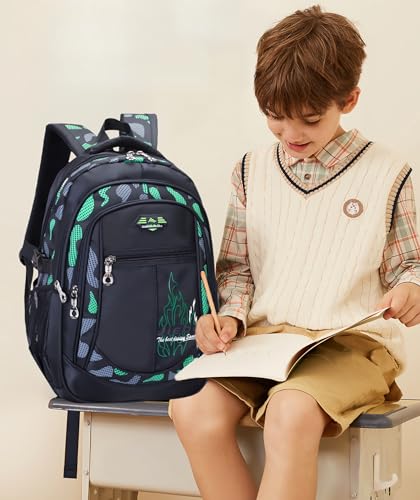 Camo Boys Backpack for Elementary Middle Junior High School Kids, Camouflage School Bags Kids Backpack for Boys Bookbag, A-Camo-blue - Image 3