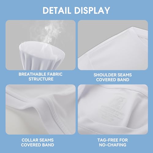 BAMBOO COOL Men’s Undershirts Slim Fit V-Neck/Crewneck, Moisture-Wicking T-Shirts Soft Stretch White Tees for Men, 3 Pack4