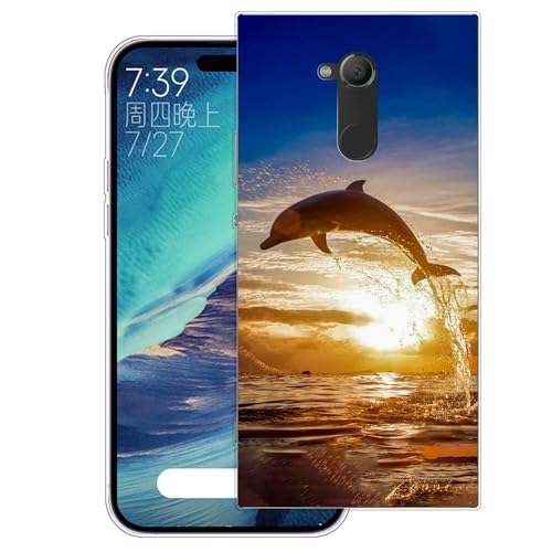 WUACYEAMING Carcasa para Móvil Compatible con Sony Xperia XA2 Ultra Ultrafina Delgado Cover Transparente TPU Silicona Antigolpes Anti arañazos Bumper Caso para Case (Delfines)