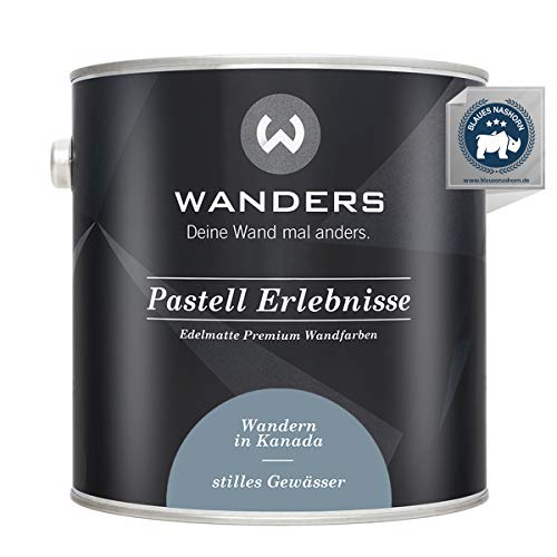 Wanders Pastell Erlebnisse 2,5L - Stilles Gewässer/blasses Blau-Grau - Edelmatte Wandfarbe! Küchenmöbellack und Möbelfarbe. Kreidefarbe für Holz & mehr. Hohe Deckkraft, schnell trocknend