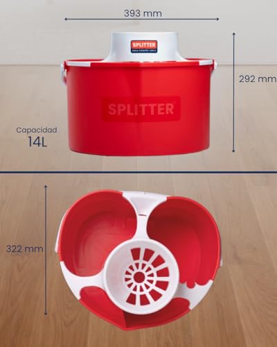 Miniatura 8 de Splitter - Cubo De Limpieza Doble Compartimento 14l De Capacidad Separa Agua Limpia Y Sucia Compacto, Fácil De Usar Y Profesional Color Rojo