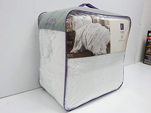 Lush Decor Belle 4 Piece Ruffled Vintage Chic Style Bed Skirt And 2 Pillow Shams, King, White #TOP3