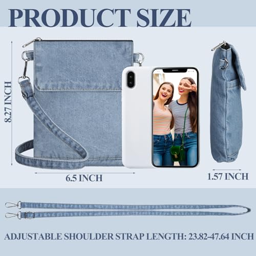2 Pcs Small Denim Purses Crossbody Bags Jean Shoulder Handbag Adjustable Retro Denim Cell Phone Bags for Women2