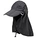 Cido Capllov Unisex Outdoor Sport 360 Degree Quick-drying UV50+ Protection Cap with Removable Sun Shield and Mask Perfect for Fishing Hiking Garden (Dark grey)