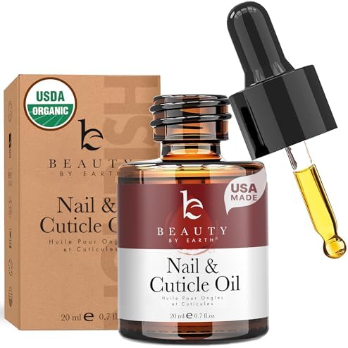 Organic Nail and Cuticle Oil - USA Made Nail Oil for Growth & Strength with Jojoba and Vitamin E, Repair for Damaged Nails & Cuticle Softener made with Natural Ingredients, Nails Care Products