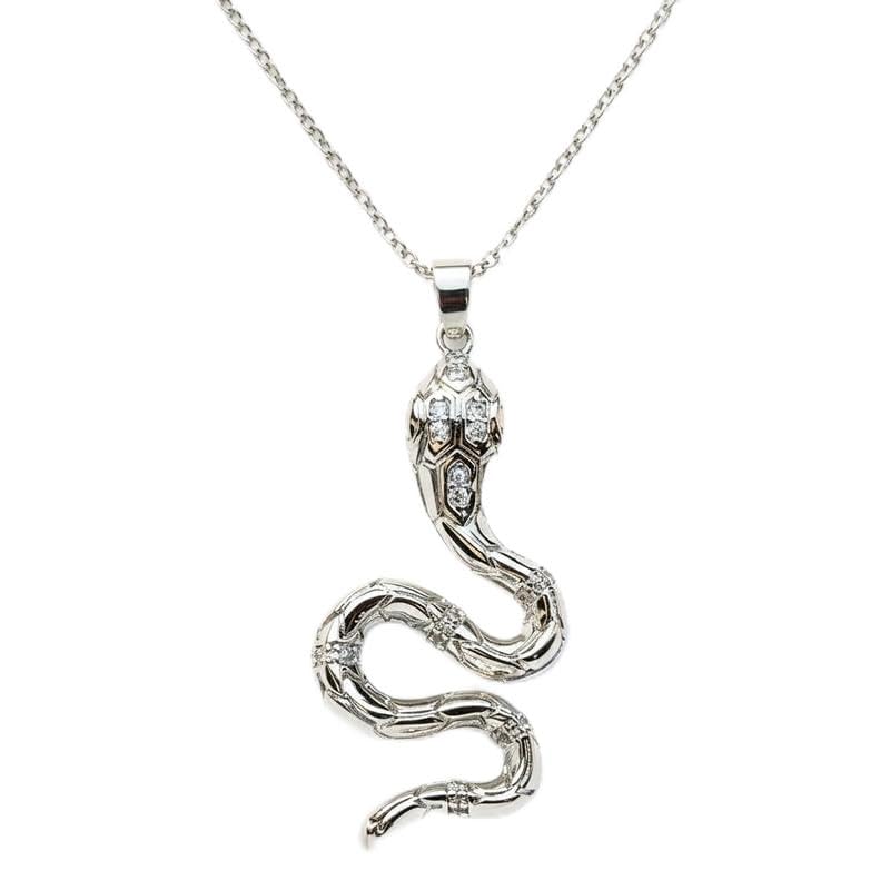 Collier serpent argent 925 anti-allergie pendentif cobra durable 49mm