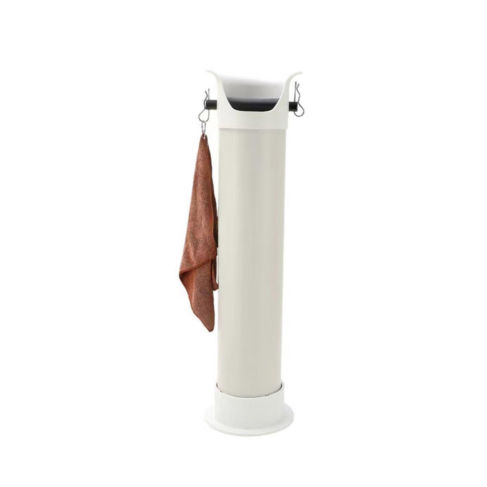 Floor Standing Grounds Bucket, Large Capacity Coffee Knock Box, with Towel and Garbage Bags, for Milk Tea Shop Household(White)