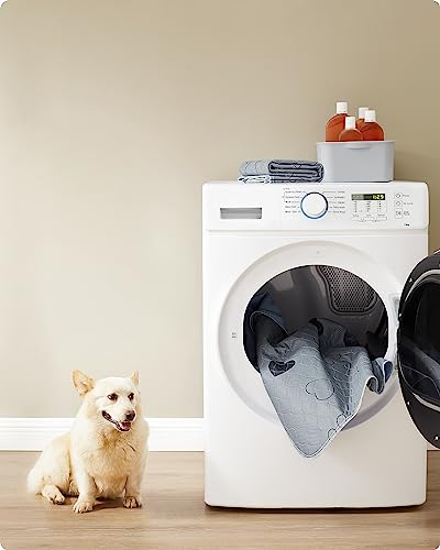 Feandrea Welpen-Unterlagen waschbar, Wiederverwendbare Matten für Hunde, 122 x 91 cm, 2er Set, XL, Hundetoilette, auslaufsicher, rutschfest, super saugfähig, grau PTD036G01