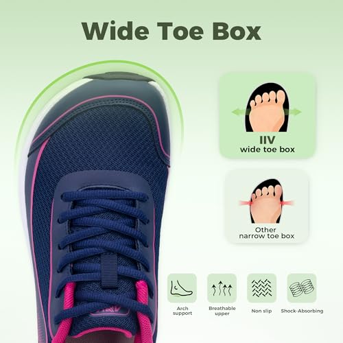Image of IIV Womens Wide Toe Box Walking Shoes Arch Support Running Shoe Plantar Fasciitis Tennis Sneakers Orthotic for Pain Relief