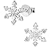 .925 Sterling Silver Hypoallergenic Snowflake Cubic Zirconia Stud Earrings for Girls (Nickel Free)
