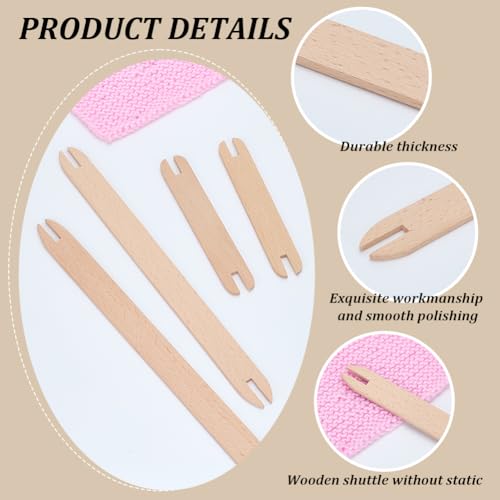 WEBEEDY 4 Pcs Wooden Weaving Shuttle Set 2 Sizes Wood DIY Weaving Loom Tool for DIY Craft Sweater Scarf Tapestry Knitting Sewing Accessories Hand Tool(11.8 Inch/30cm;5.9 Inch/15cm) - Thumbnail 3