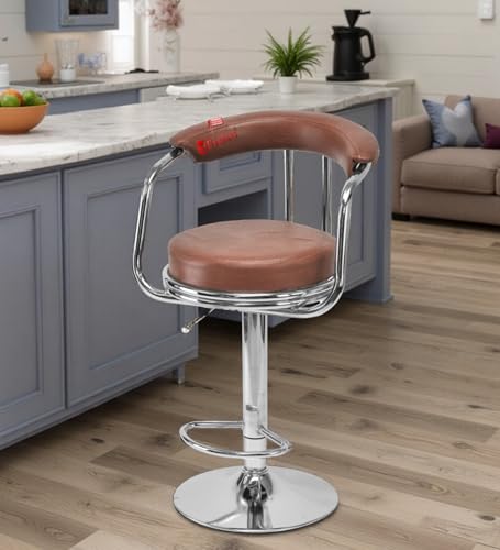 Image of GOYALSON Classic Height Adjustable and Revolving Bar Stool Kitchen Chair Stool (1, Rolex Tan)