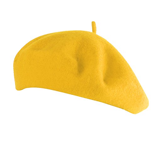 Acecharming Womens French Style Beret Wool Beanie Hat Cap(Thin, Yellow) #TOP1