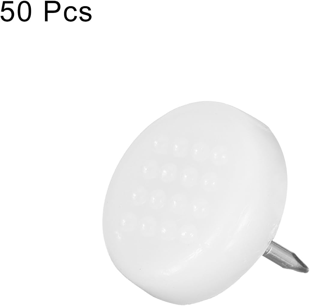 Plastic Nail-On Furniture Glides 50Pcs 19.5mm Dia Table Chair Sofa Leg Floor Protectors for DIY Furniture Table Chair Sofa Couch, White