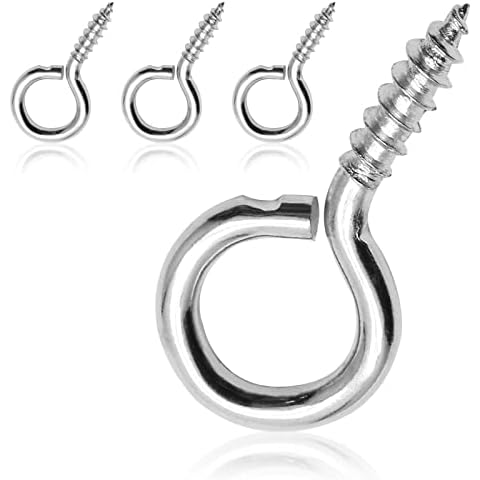PHITUODA 100pcs 3/4 Inch Eye Hooks Screw, #1 x 3/4 Inch Eyes Screws Small Metal Screw Hooks Cover