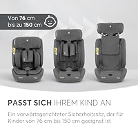 KikkaBoo i-Size i-­FLIT, Kindersitz 9-36 kg ISOFIX, Autokindersitz 76-150 cm, Gruppe 1/2/3, 15 Monate bis 12 Jahre, SPS Seitenschutz, Top Tether, Verstellbare Kopfstütze, Hellgrau – Ansicht 9