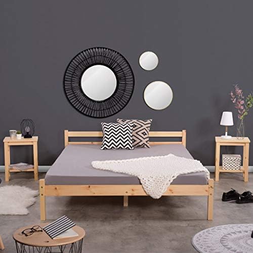 Double Bed Frame 4FT6 Durable Solid Wood Bedframe Sturdy Slats Modern Design Bedroom Furniture Wood