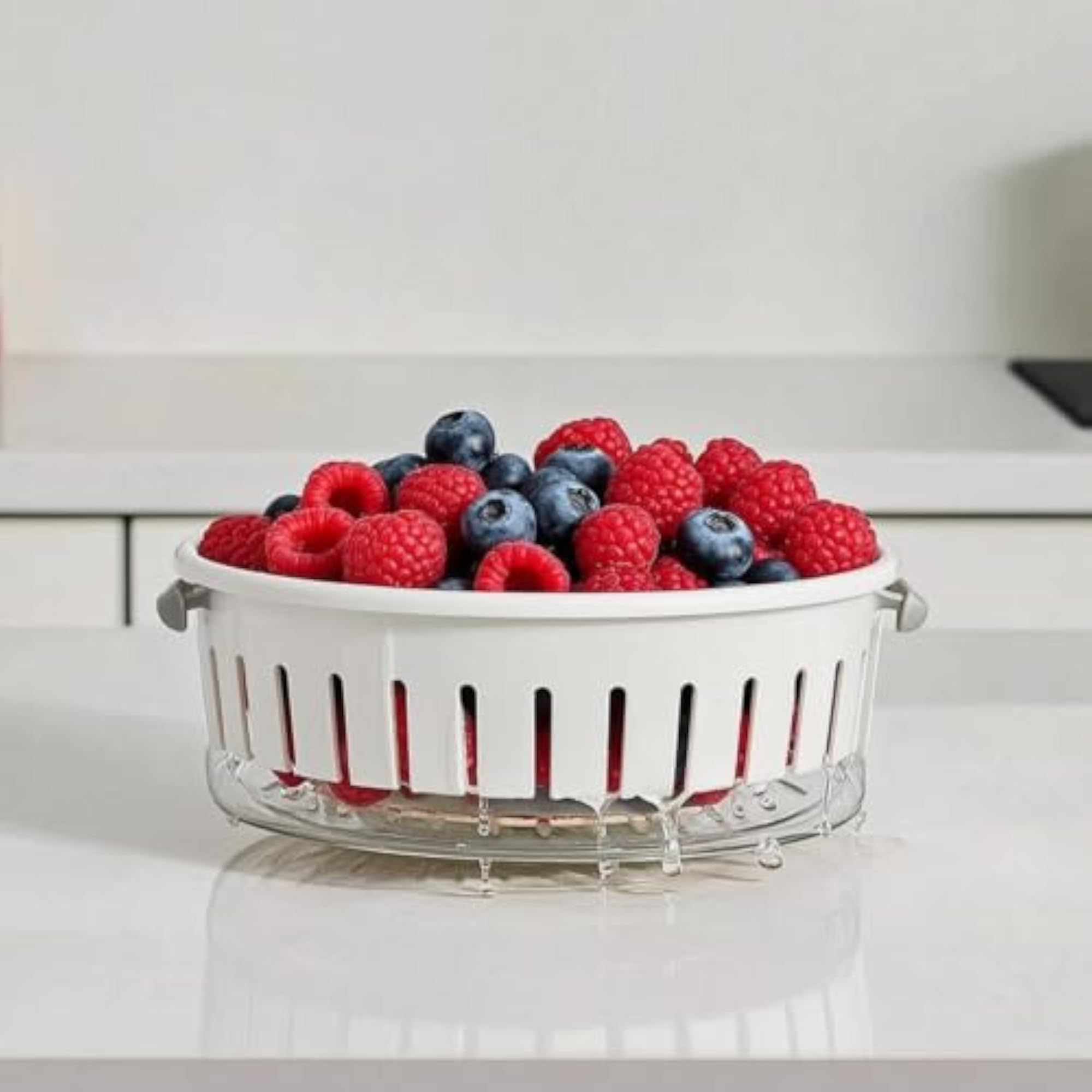 Double-Layer Fruit Washing Bowl with Strainer for Kitchen