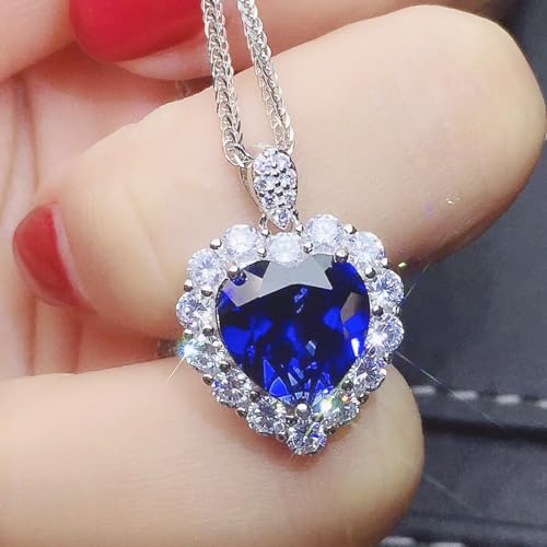 Collier forme de cœur saphir avec bague zircon ouverte - 2