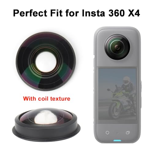 Generic Camera Lens Replacement Compatible with Insta360 X4 360 Degree Action Camera Lens Repair Parts Accessories (for X4, with Coil Texture), 225mm Diameter